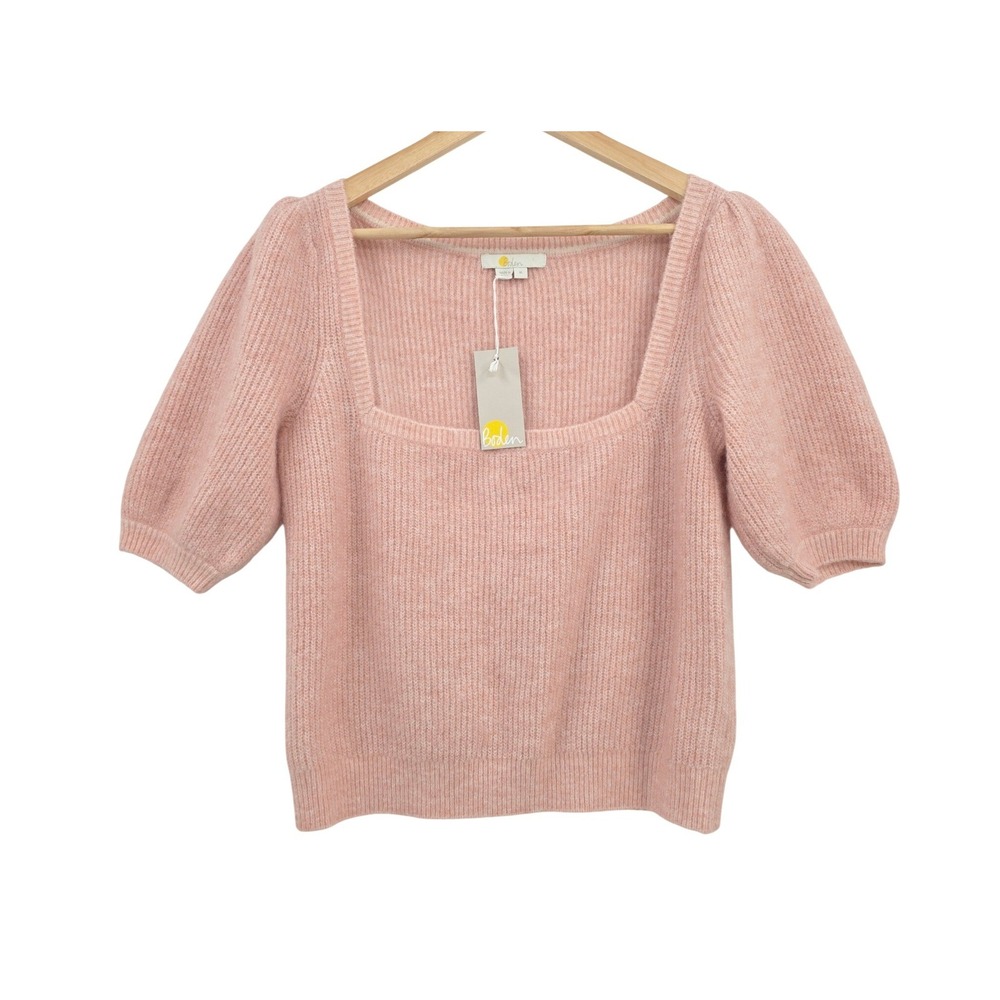Boden Womens M Square Neck Fluffy Mohair & Wool Blend Sweater in Pink NWT